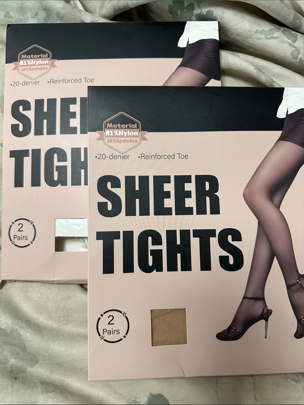Sheer Tights - Nude / Black (2 Pairs) two packs